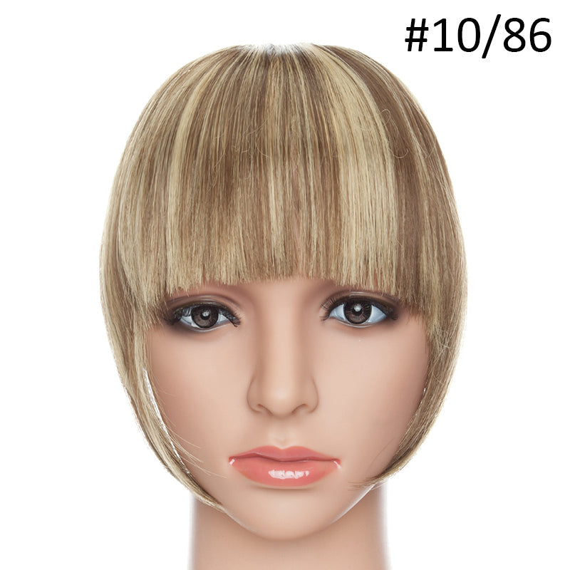 3D clip-in bangs hair extensions displayed from the front in a natural, realistic style