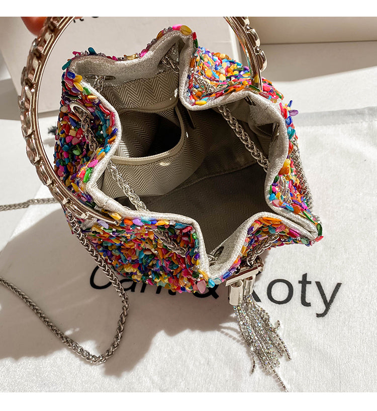 Luxury Designer Women's Handbag with Colorful Stones