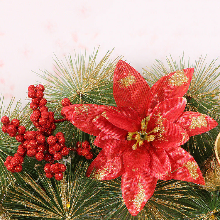 Christmas wreath clover wreath with natural pine branches and frost, decorative holiday garland