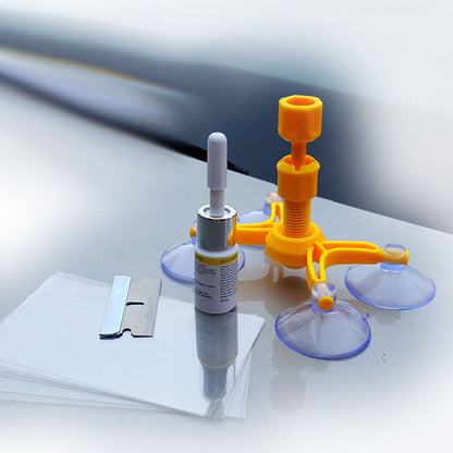 Repairing cracks reducing fluid glue tool set for precise crack repair applications