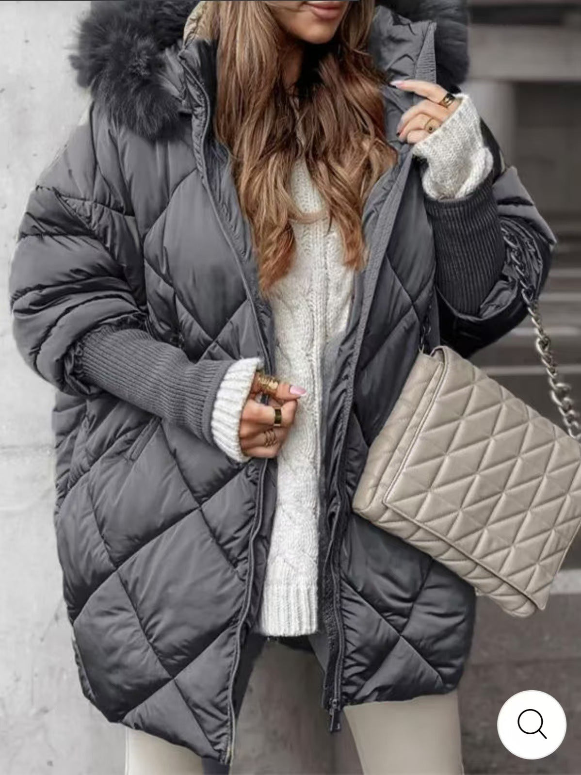 Winter hooded clothing cardigan coat in a warm, long design