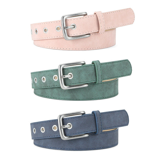 Matte-texture wear-resistant pin-buckle women's belt by My Store