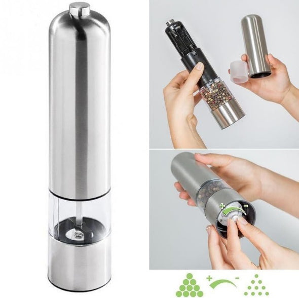 Stainless steel electric kitchen grinder, compact countertop grinding tool with durable metal finish