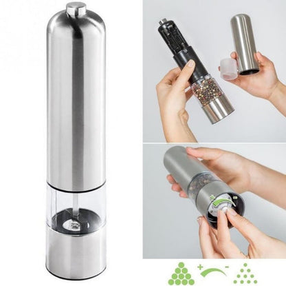 Stainless steel electric kitchen grinder, compact countertop grinding tool with durable metal finish