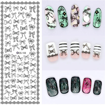 Watermark sticker decal nail sticker design close-up, adhesive nail art decal set