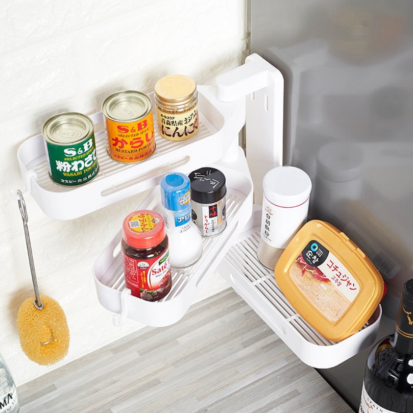 Rotating wall-mounted plastic storage box for kitchen and bathroom debris, punch-free design