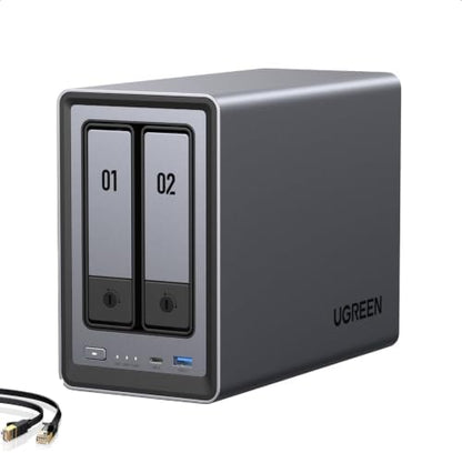 UGREEN NAS DXP2800 2-bay network attached storage device for home users, remote workers, and creators, with drives installed