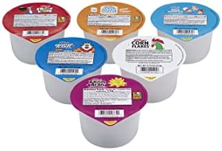 Assorted Kellogg's breakfast cereal cups in 1.13oz bulk pack, showing colorful individual cereal cup containers.