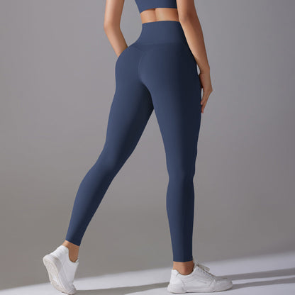 Women's high waist hip lift nude feel hot yoga pants, shown from the back