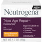 Neutrogena Triple Age Repair moisturizer with SPF 25, vitamin C, glycerin, and shea butter for face and neck.