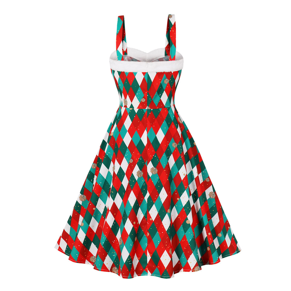Christmas theme summer dress with sling straps and backless design for women