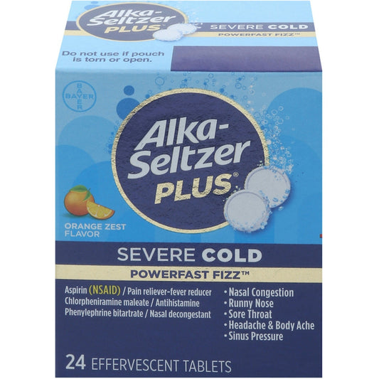 Alka-Seltzer Plus Severe Cold & Flu Relief, 24 Orange Effervescent Tablets