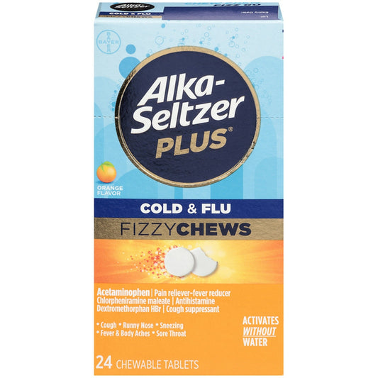Alka-Seltzer Plus Cold & Flu Fizzy Chews, Orange Flavor (24 Count)