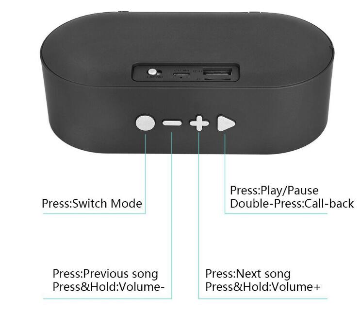 Bluetooth wireless subwoofer audio speaker with HD microphone, TF card and USB ports