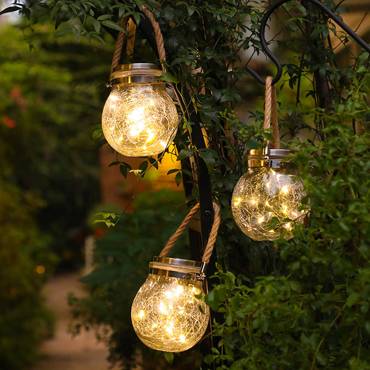 Crack ball glass jar light, clear textured glass with decorative spherical design