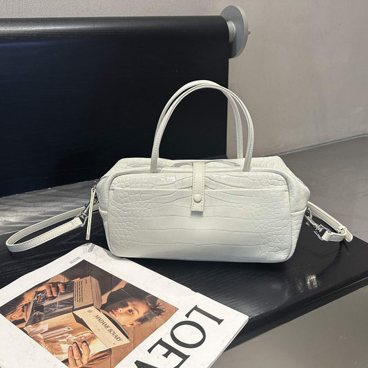 Crocodile-pattern toast bag in luxury first-layer cowhide genuine leather, women's handbag