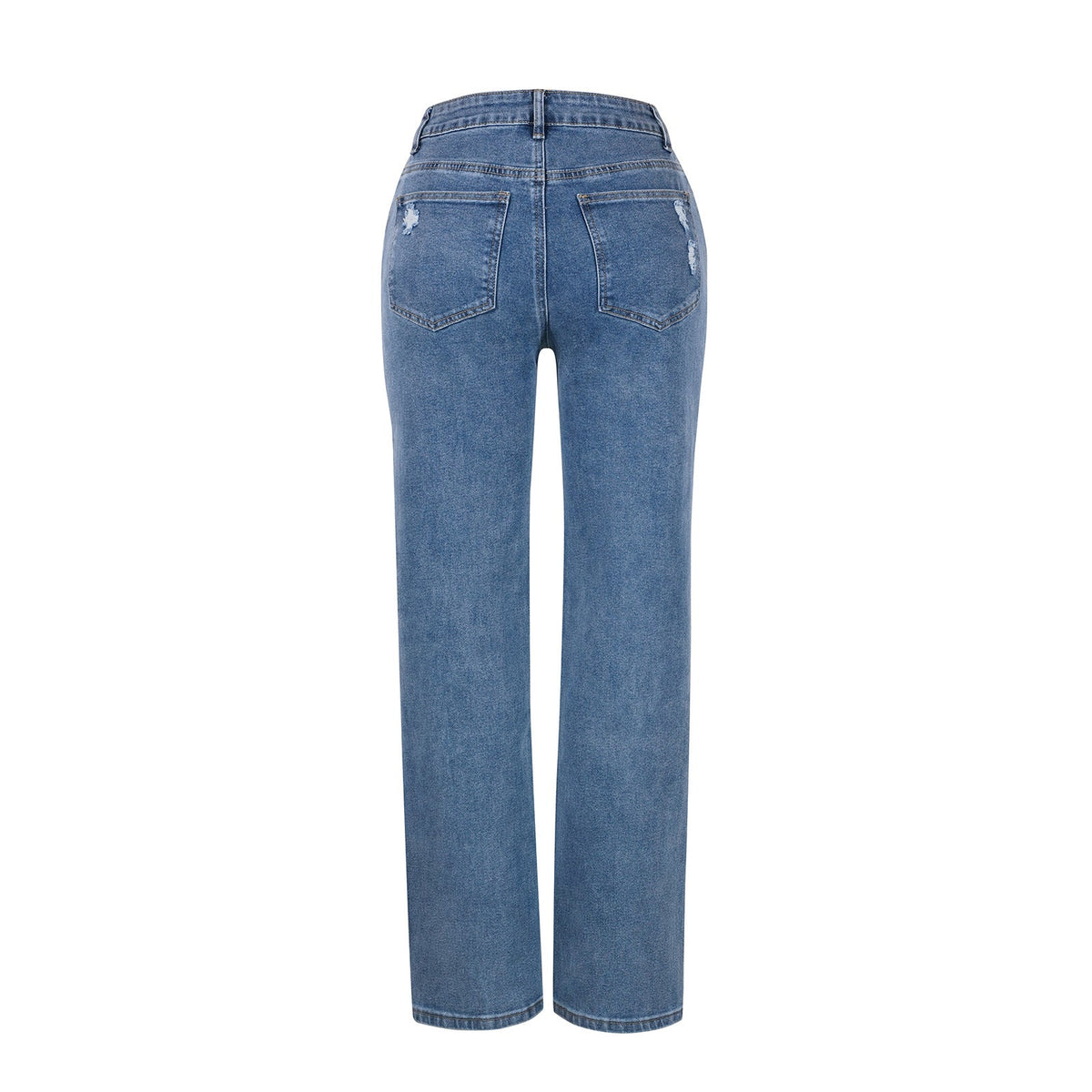 Women's loose-fit straight-leg ripped high-elastic jeans by My Store