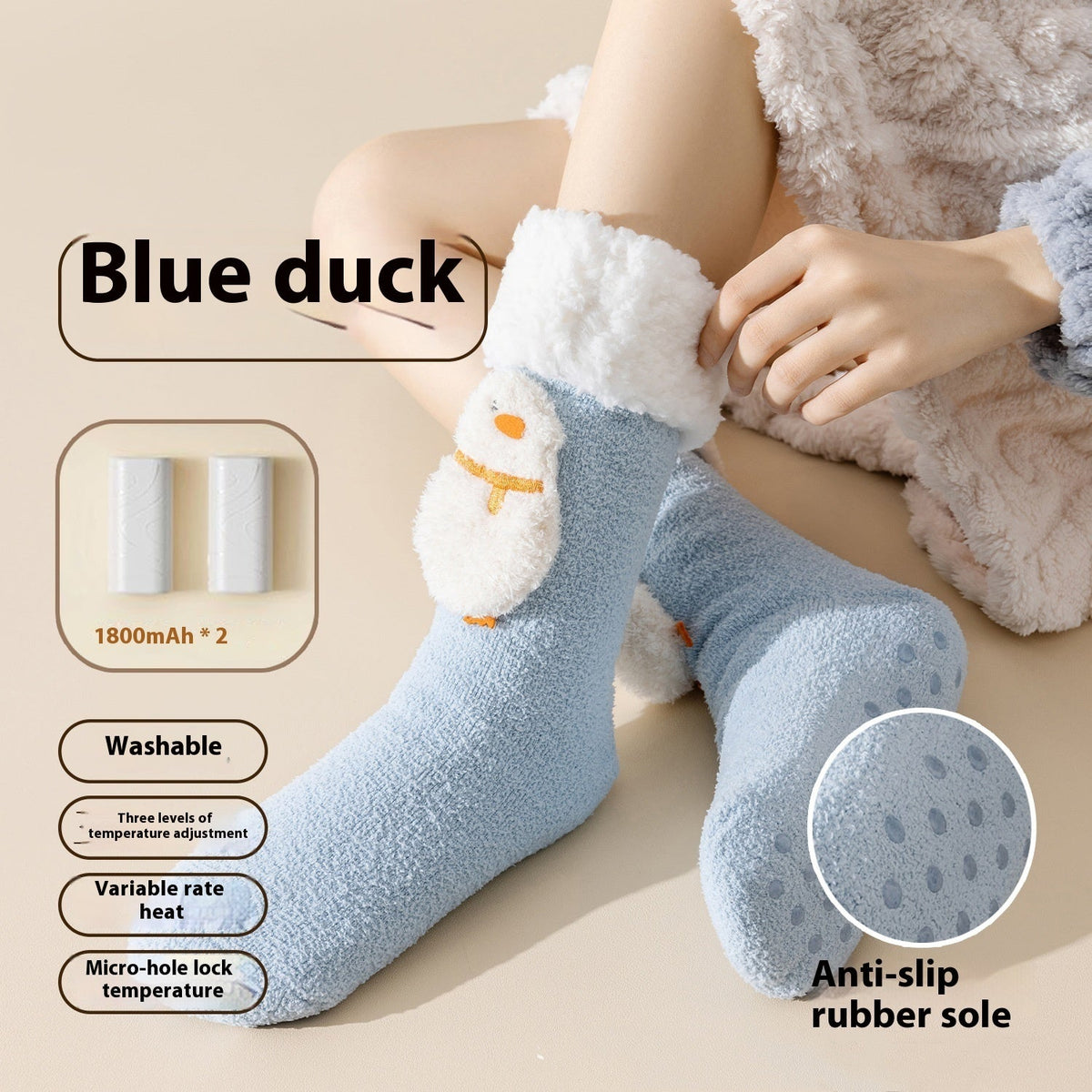 Winter warm feet electric heated socks for cold-proof comfort, shown in a close-up product view