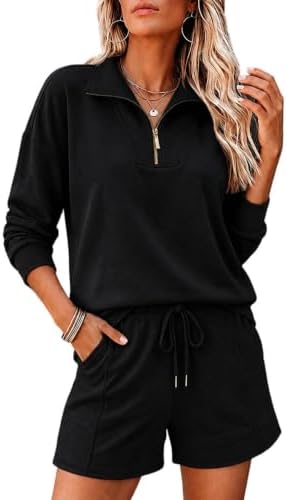 CHICME women's two-piece sweatsuit set with matching tops and shorts, casual loungewear for comfortable everyday wear