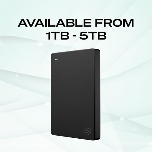 Seagate 4TB external hard drive from BACKUPMYFILESNOW® with USB 3.0 port for portable data storage.