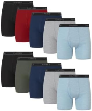 Hanes men's boxer briefs pack with cool, breathable cotton fabric and moisture-wicking material, designed for comfort and no ride up.