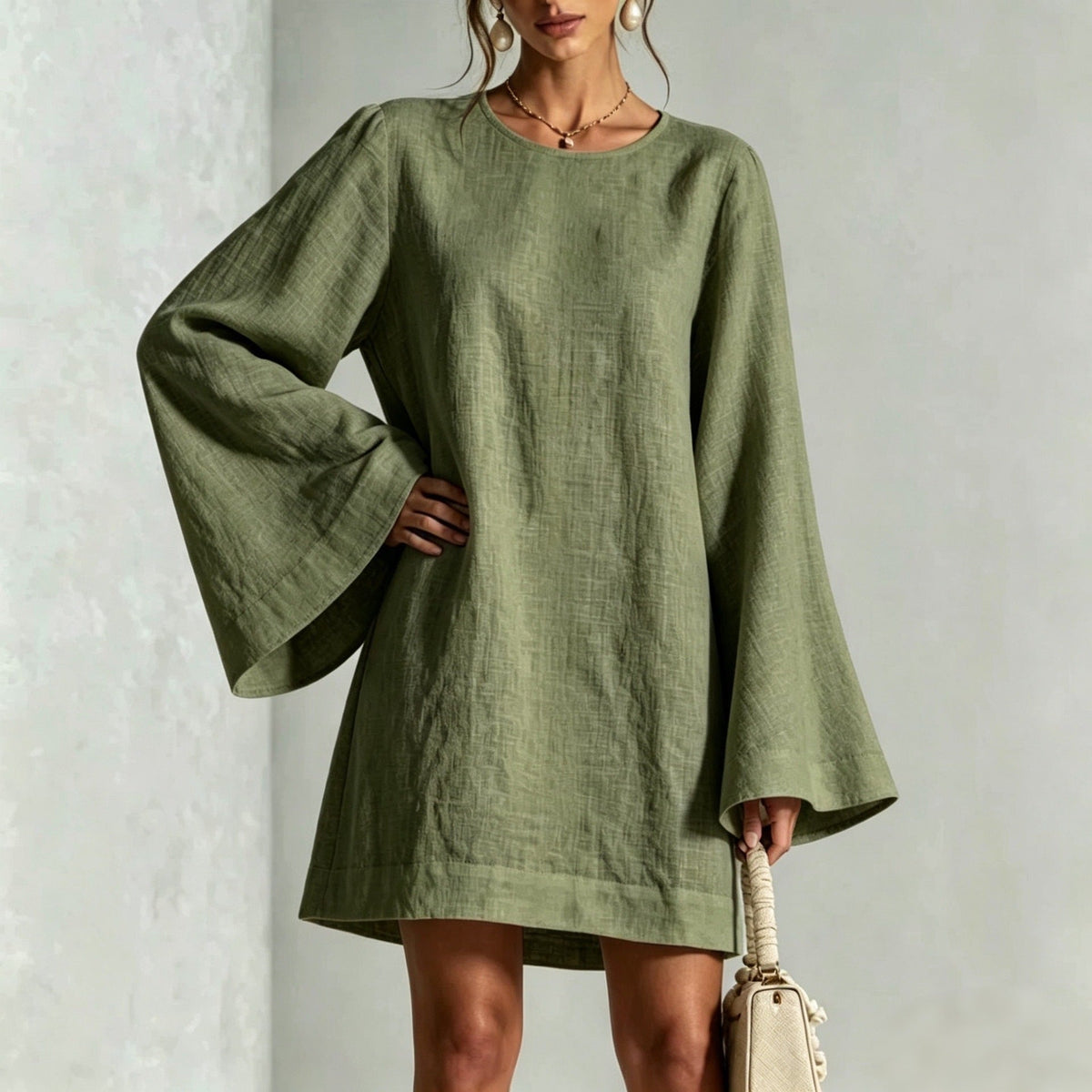 Stylish casual round-neck elegant dress for women in a flattering, versatile design