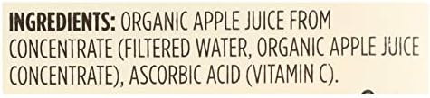 Organic apple juice in a 64 fl oz bottle from 365 by Whole Foods Market, with a clear label and golden apple juice inside.