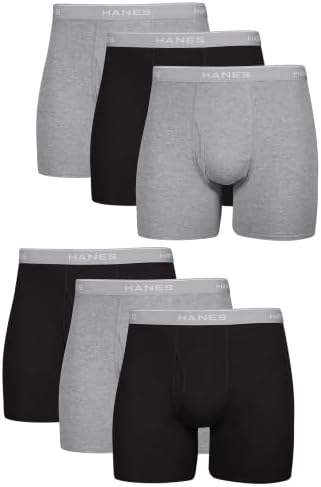 Hanes men's boxer briefs pack with cool, breathable cotton fabric, moisture-wicking design, and no ride-up fit.
