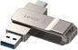 Lexar D40E 128GB dual USB 3.2 Gen 1 Type-C jump drive in champagne silver, showing sleek metallic design and USB ports.