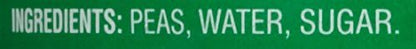 Canned Del Monte sweet peas in 8.5-ounce cans, no salt added, displayed in a pack of 12 on a white background.