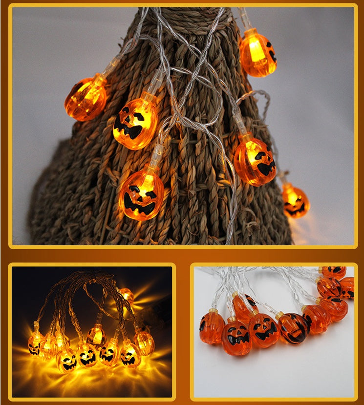 Halloween pumpkin LED string lights lantern decoration with glowing pumpkin lights