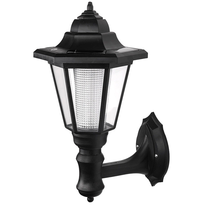 Outdoor solar hexagonal wall light by My Store, black garden wall light with geometric design