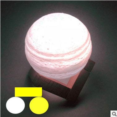 Double color touch 3D printed Earth and Jupiter lamp with detailed planetary surface texture