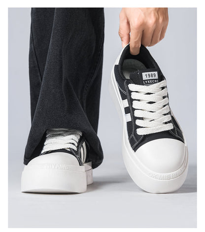 Men's summer breathable casual platform sneakers with hidden height-increasing sole for work and everyday wear