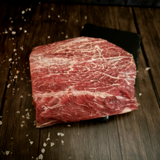 Fullblood Wagyu flat iron steak from Five Oaks Farm Wagyu in FOF The Five Oaks Griller's Box. Juicy, high-quality beef cut.