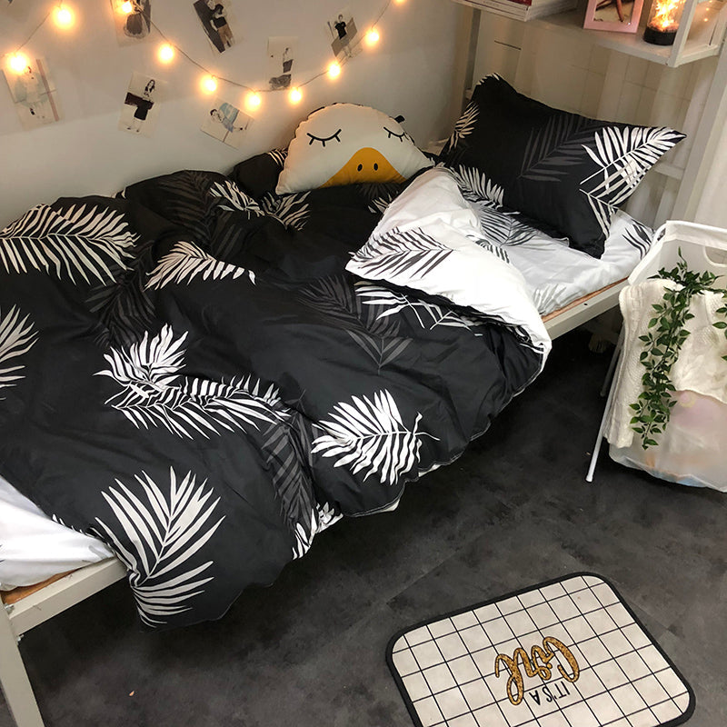 Four-piece Japanese bedding set in a neatly arranged bedroom display