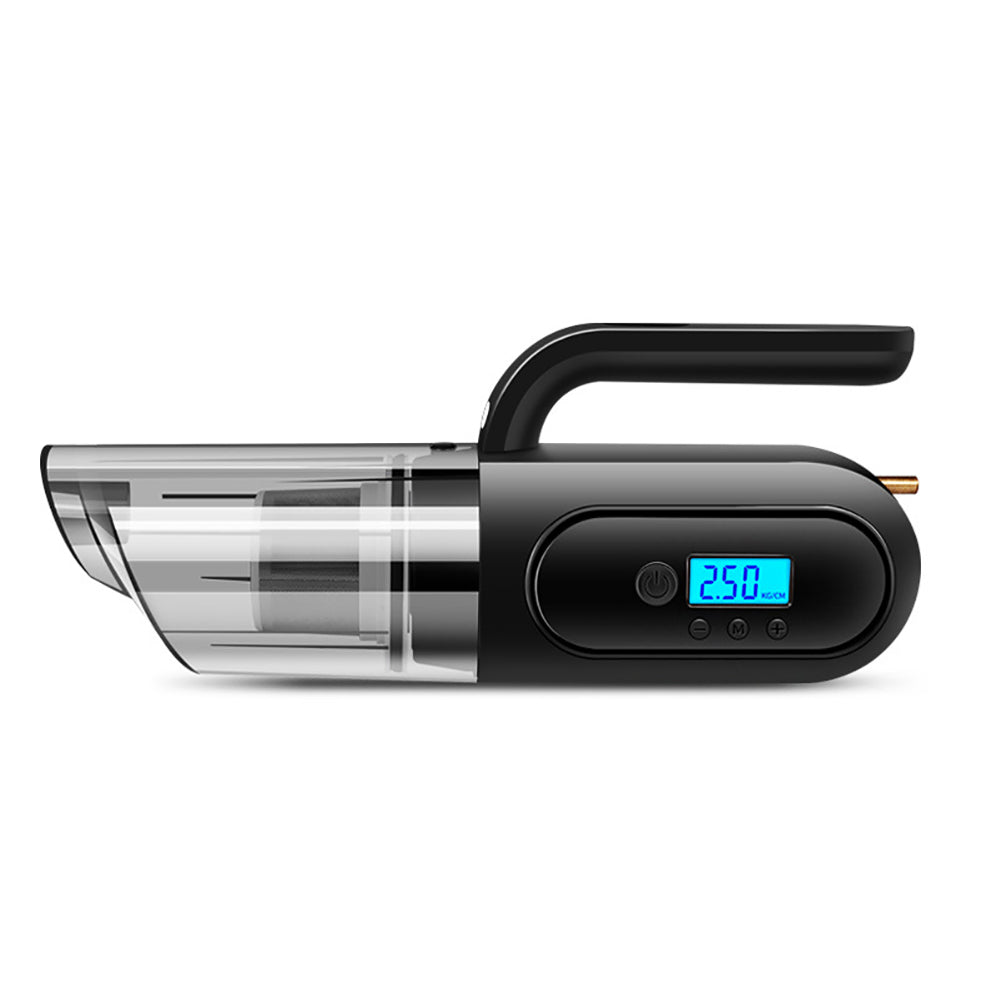 Vacuum cleaner in car interior showing compact portable design