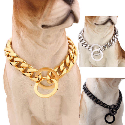 Stainless steel pet casting coarse traction chain with durable linked metal design