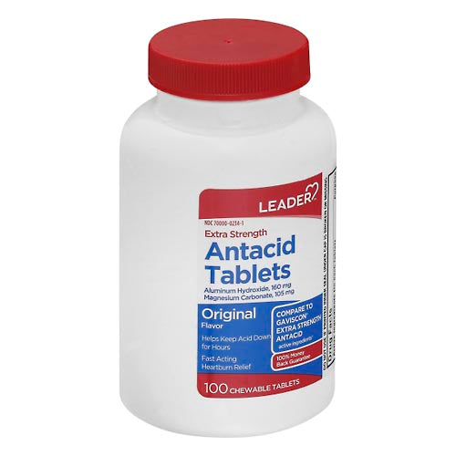 Leader Health Care Antacid Extra Strength Original Chewable Tablets