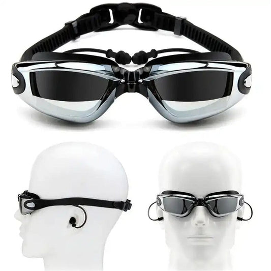 Swimming goggles with waterproof design and clear lenses for pool or open-water swimming