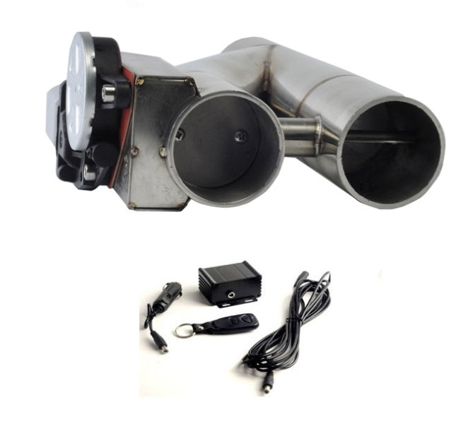 Universal sound wave remote control Y-type exhaust valve, visible black automotive valve components
