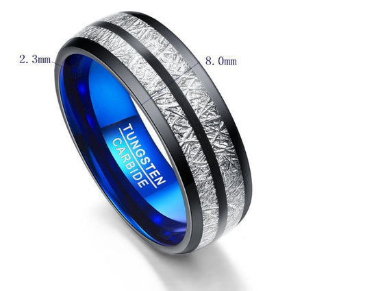 Black blue 8mm tungsten carbide wedding band ring for men and women couple jewelry
