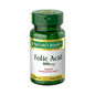 Nature's Bounty Folic Acid 800 mcg vitamin supplement bottles, 250 tablets, for daily health and prenatal support.
