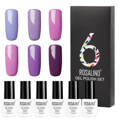 Six-color solid gel polish set in gift box for manicure, featuring assorted nail polish shades by My Store