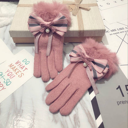 Cute warm touch screen thickened warm finger gloves in a soft, cozy design
