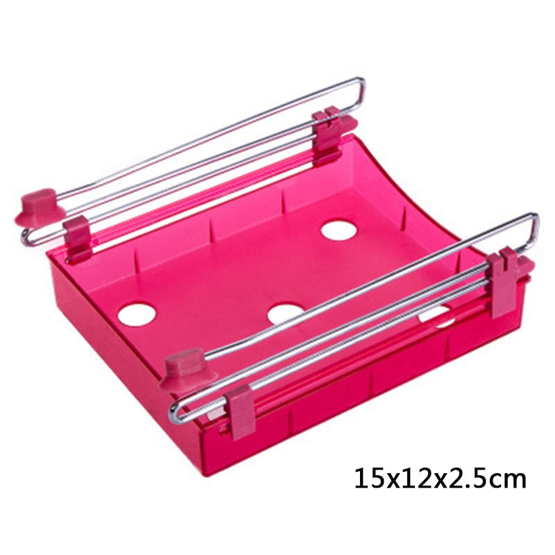 Hanging plastic refrigerator clapboard storage rack for organizing kitchen supplies