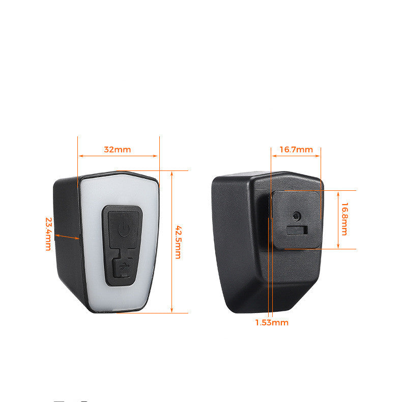 Bicycle seat tube USB charging warning taillight for outdoor riding, rear view; compact black design