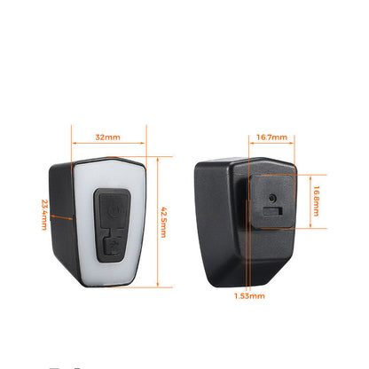 Bicycle seat tube USB charging warning taillight for outdoor riding, rear view; compact black design