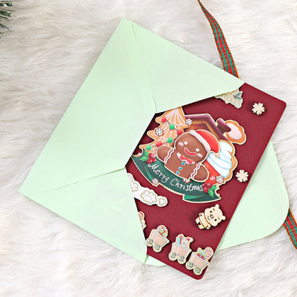 DIY Christmas greeting card with cute cartoon design and handmade message details