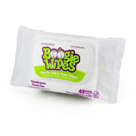 Baby health saline nose wipes by Pasteur Pharmacy, 45-count pack, gentle for infant nasal hygiene and soothing relief.
